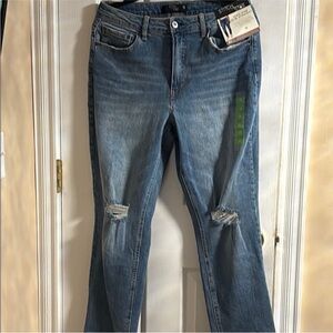 Stitch Star (Size‎ 10) Women’s Distressed High Rise Slim Straight Blue Jeans NWT